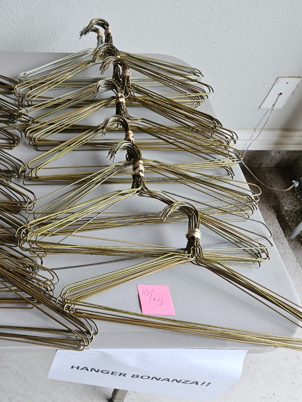 SET OF 20 MATTE GOLD METAL WIRE 16" LONG CLOTHES HANGERS - 8 SETS AVAILABLE